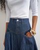 Topshop Topshop yoke pleated maxi skirt in indigo stripe-MULTI - 3