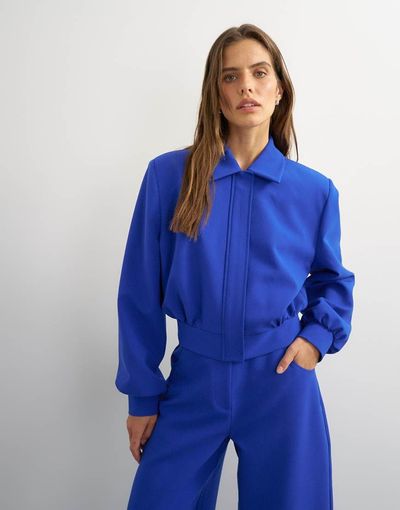 Topshop Topshop zip up formal blazer in blue