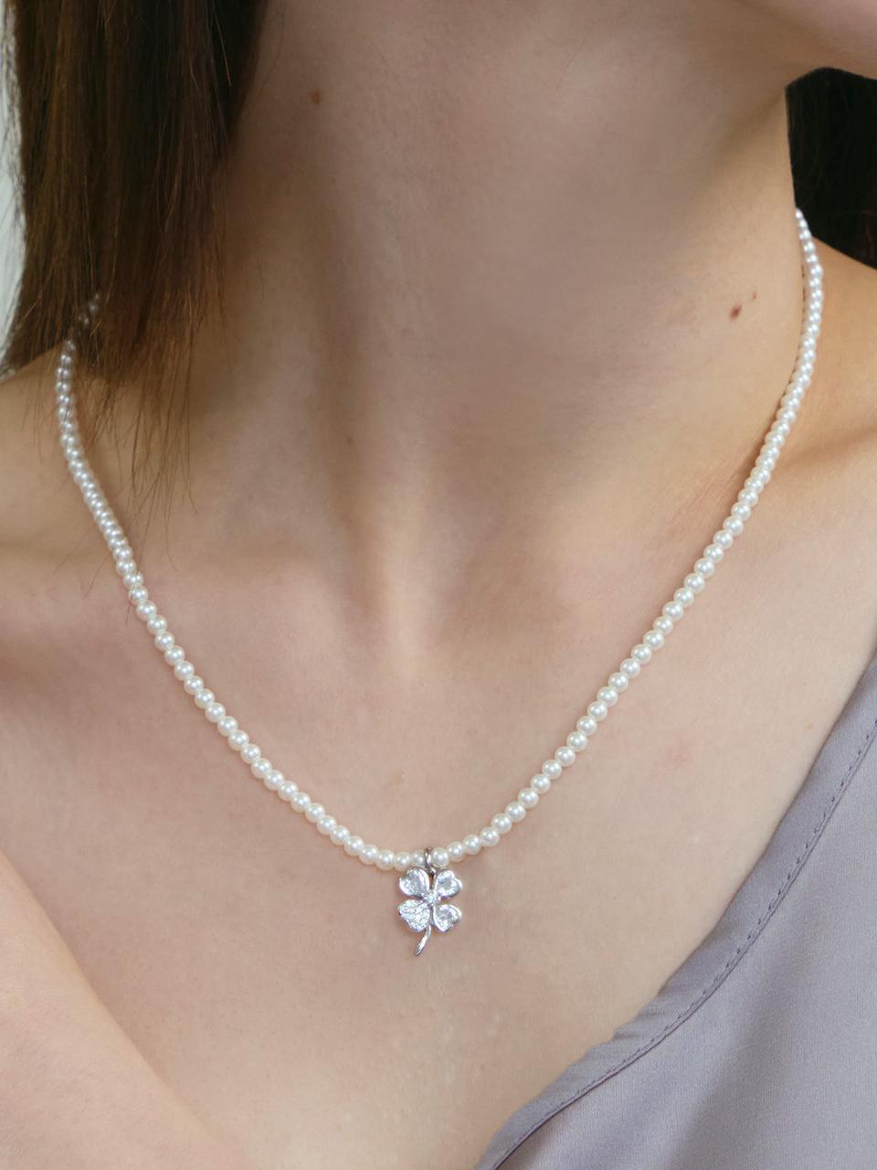 TORTOISE [Silver925] Bukoleon Clover Pearl Necklace