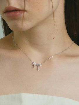 TORTOISE [Silver925] Evciler Bow drop Necklace