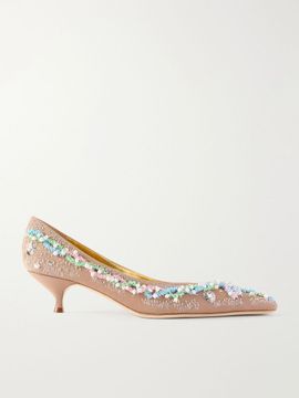 TORY BURCH 45 bead-embellished canvas pumps