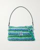TORY BURCH Charlie embellished snake-effect leather-trimmed crocheted shoulder bag - 1