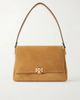 TORY BURCH Charlie logo-embellished suede shoulder bag - 1