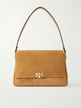 TORY BURCH Charlie logo-embellished suede shoulder bag