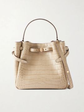 TORY BURCH Croc-effect logo-embellished leather shoulder bag