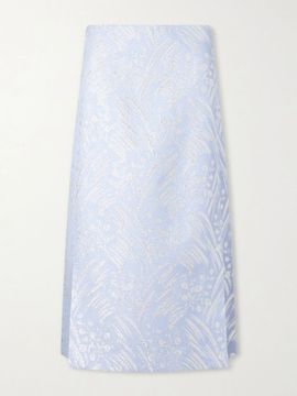TORY BURCH Metallic jacquard-knit midi skirt