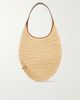 TORY BURCH Pierced embellished leather-trimmed raffia shoulder strap - 1