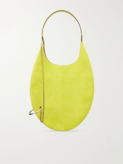 TORY BURCH Pierced embellished suede shoulder bag