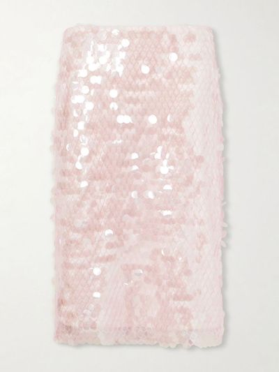 TORY BURCH Sequin-embellished mesh-jersey midi skirt