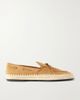 TORY BURCH The Raffia Boaty bow-detail raffia-trimmed suede loafers - 1