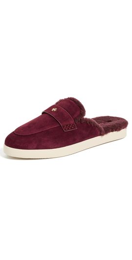 Tory Burch Tory Burch Ballet Sport Shearling Mules Dark Carmine