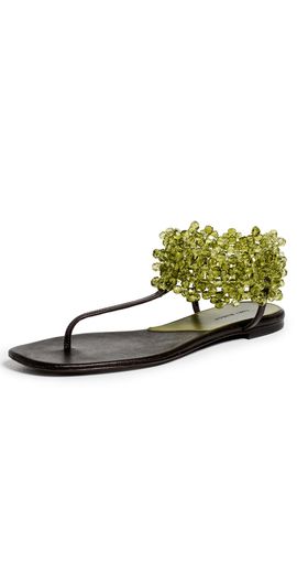Tory Burch Tory Burch Beaded Flat Sandals Olive