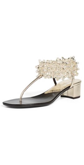 Tory Burch Tory Burch Beaded Heeled Sandals Spark Gold/Coconut