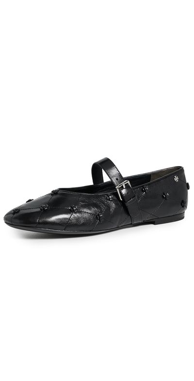 Tory Burch Tory Burch Bunny Knot Mary Jane Flats Black / Black