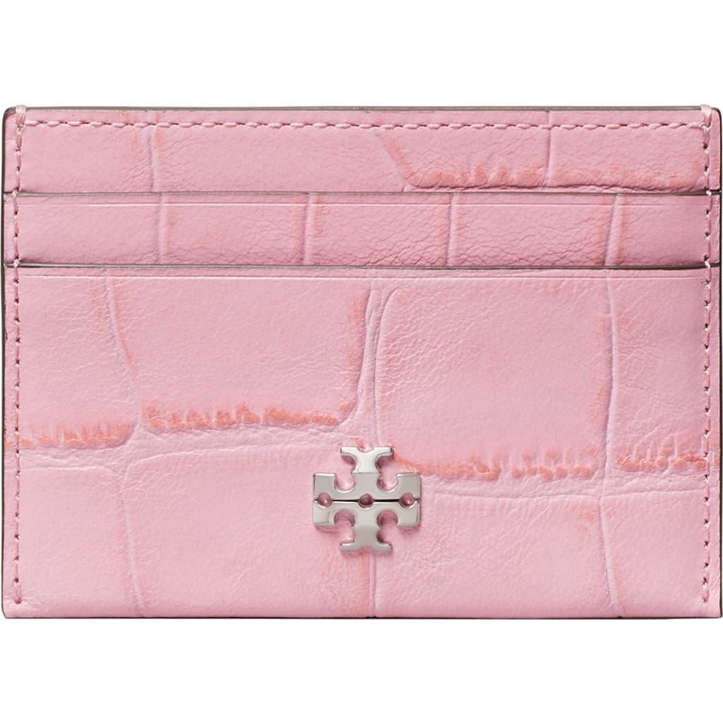 Tory Burch Tory Burch Charlie Croc Embossed Leather Card Case