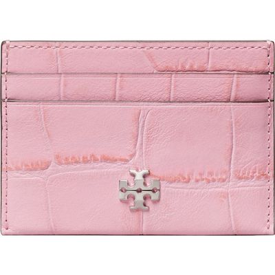 Tory Burch Tory Burch Charlie Croc Embossed Leather Card Case