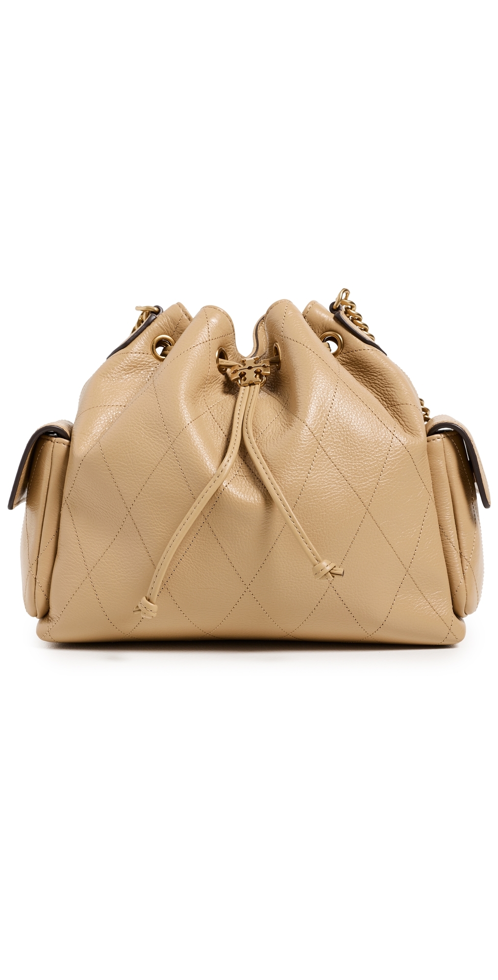 Tory Burch - Charlie Diamond Quilt Drawstring Shoulder Bag Pecan One