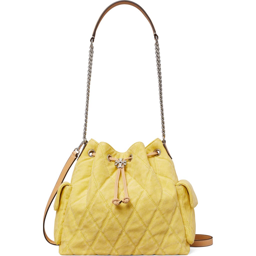 Tory Burch Tory Burch Charlie Quilted Denim Drawstring Shoulder Bag