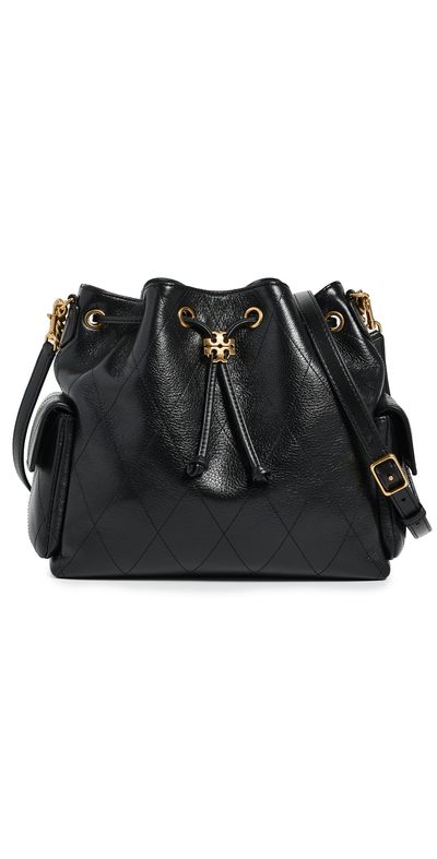 Tory Burch Tory Burch Charlie Quilted Drawstring Shoulder Bag Black One