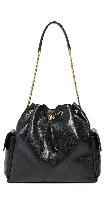 Tory Burch Tory Burch Charlie Quilted Large Drawstring Shoulder Bag Black One