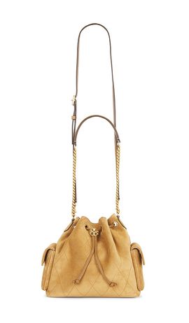 Tory Burch Tory Burch Charlie Quilted Suede Drawstring Shoulder Bag