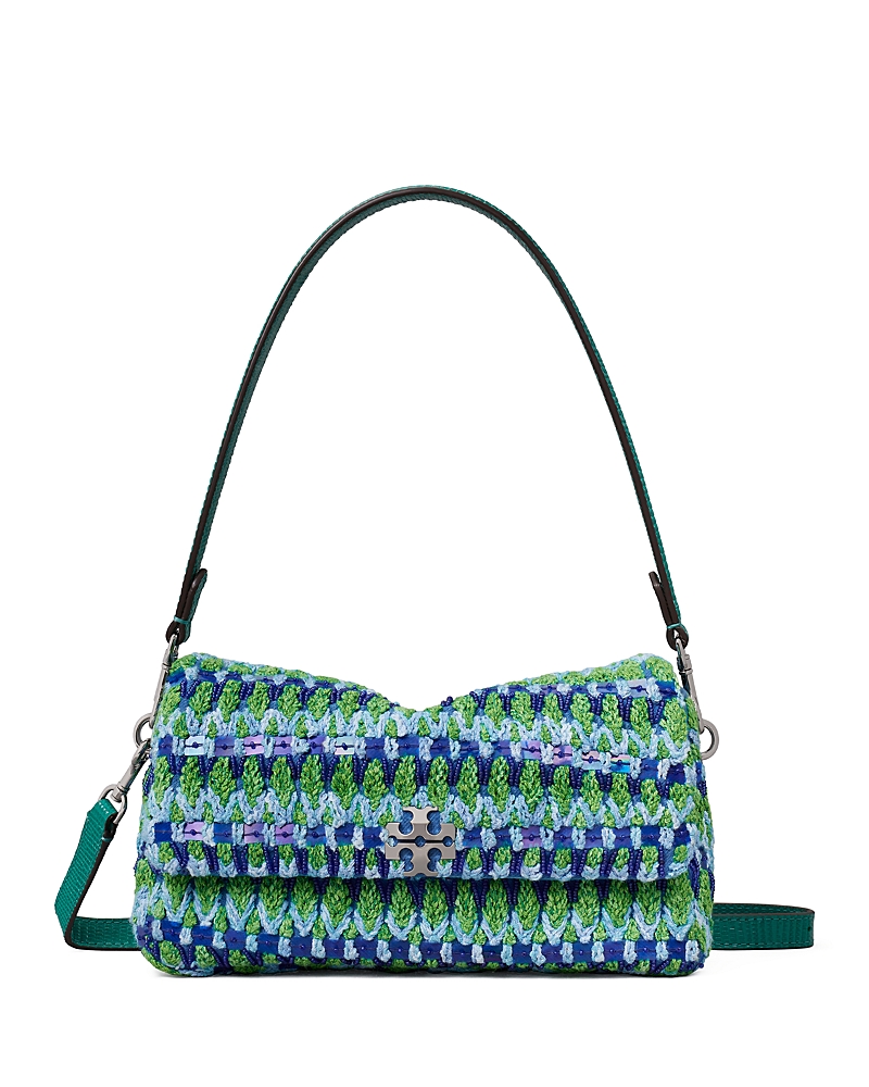 Tory Burch Tory Burch Charlie Small Woven Beaded Shoulder Bag