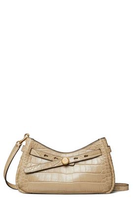 Tory Burch Tory Burch Croc Embossed Zip Top Crossbody Bag