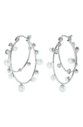 Tory Burch Tory Burch Crystal Double Hoop Earrings