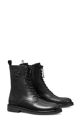 Tory Burch Tory Burch Double-T Croc Embossed Combat Boot