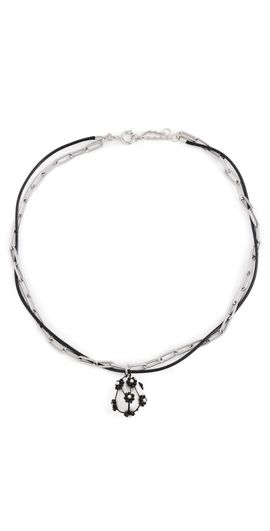 Tory Burch Tory Burch Double Strand Pearl Pendant Necklace Tory Silver/Black One