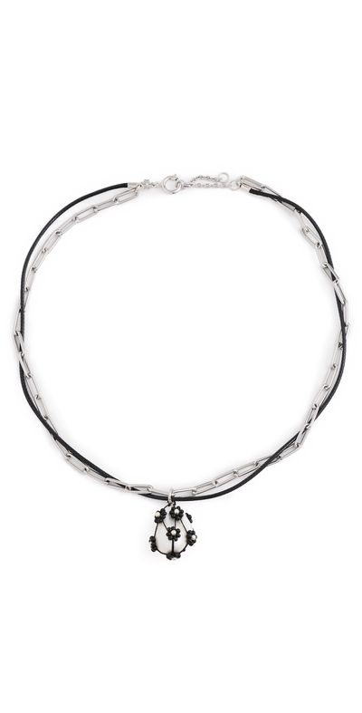 Tory Burch Tory Burch Double Strand Pearl Pendant Necklace Tory Silver/Black One