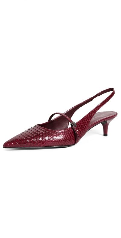 Tory Burch Tory Burch Double T Buckle Mary Jane Pumps Dark Raspberry