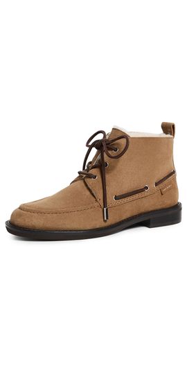 Tory Burch Tory Burch Duck Shearling Suede Ankle Boots WEATHERED OAK