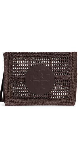 Tory Burch Tory Burch Ella Hand Crochet Pouch Dark Cocoa One