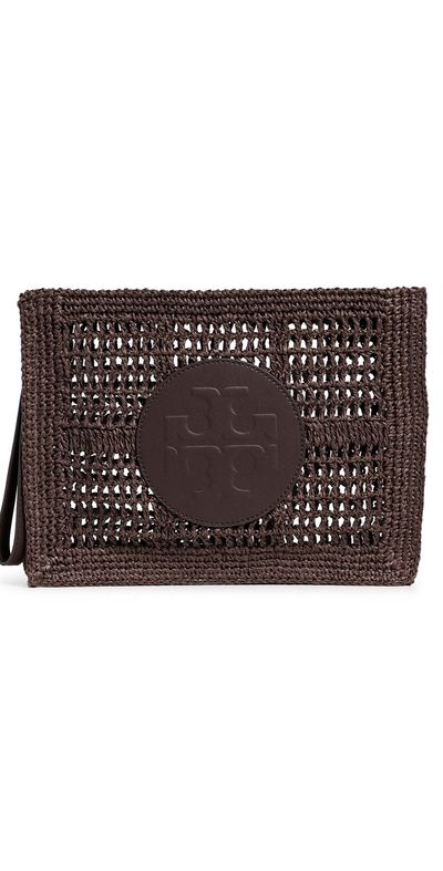 Tory Burch Tory Burch Ella Hand Crochet Pouch Dark Cocoa One
