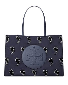 Tory Burch Tory Burch Ella Navy Pajama Print Polyester Tote Bag