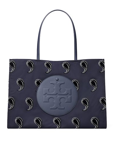 Tory Burch Tory Burch Ella Navy Pajama Print Polyester Tote Bag