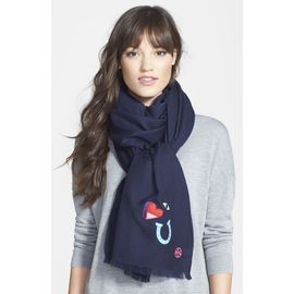 Tory Burch Tory Burch 'Embroidered Luck Charm' Wool Scarf