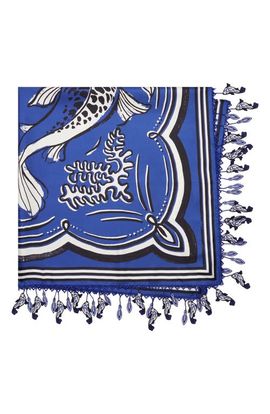 Tory Burch Tory Burch Fish Silk Square Scarf