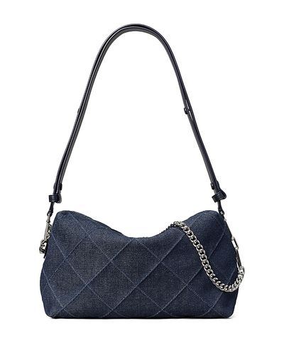 Tory Burch Tory Burch Fleming Large Diamond Quilted Denim Crossbody Bag