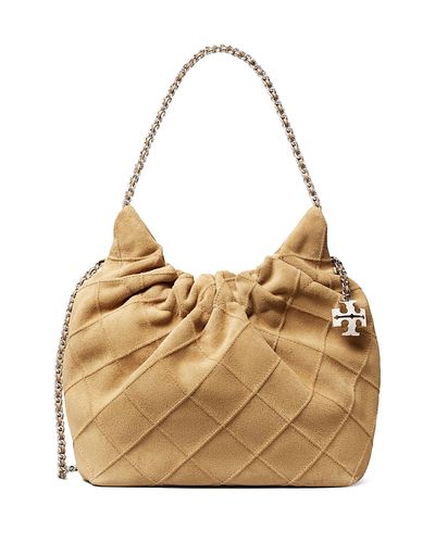 Tory Burch Tory Burch Fleming Mini Quilted Suede Crossbody Bag