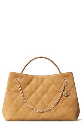 Tory Burch Tory Burch Fleming Quilted Suede Carryall Tote