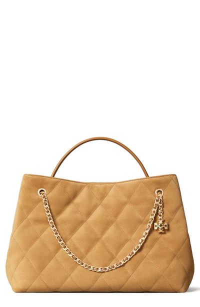 Tory Burch Tory Burch Fleming Quilted Suede Carryall Tote