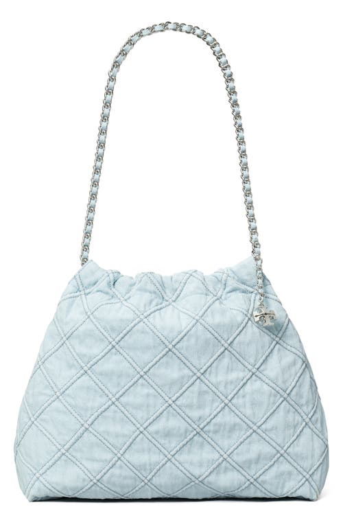 Tory Burch Tory Burch Fleming Soft Quilted Denim Hobo Bag