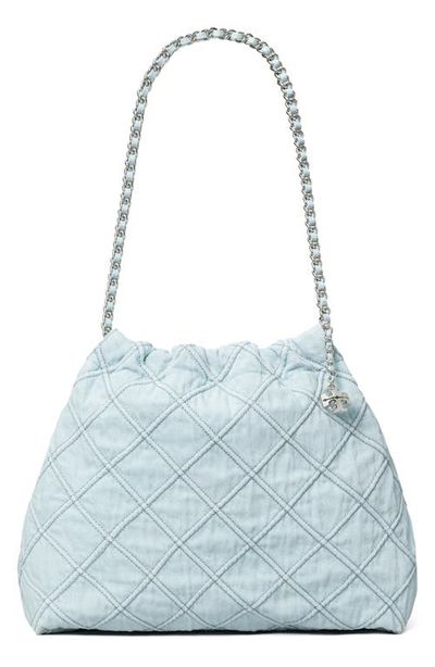 Tory Burch Tory Burch Fleming Soft Quilted Denim Hobo Bag
