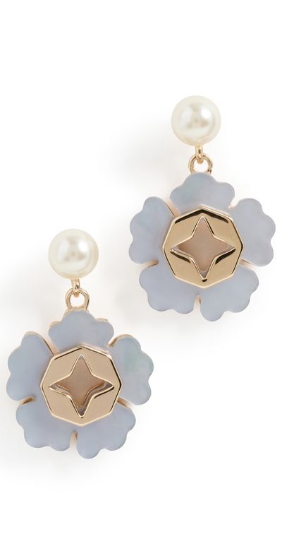 Tory Burch Tory Burch Forget Me Not Pearl Drop Earrings Tory Gold / Blue One