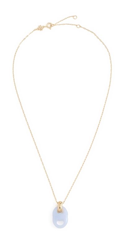 Tory Burch Tory Burch Gemini Link Pendant Necklace Light Brass/Blue One