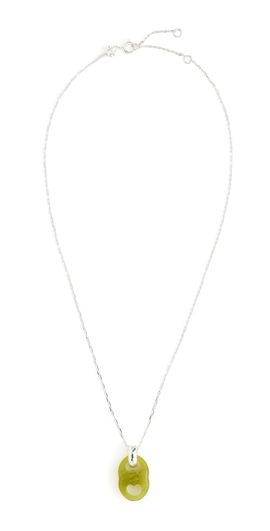 Tory Burch Tory Burch Gemini Link Pendant Necklace Light Silver/Green One