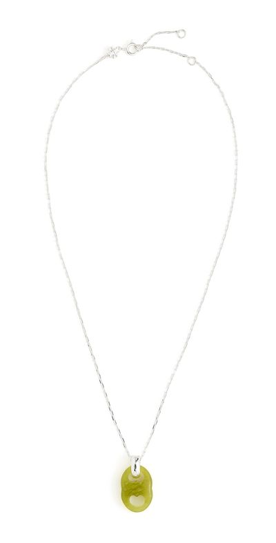 Tory Burch Tory Burch Gemini Link Pendant Necklace Light Silver/Green One