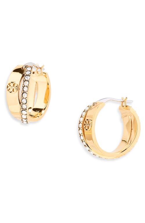 Tory Burch Tory Burch Icon Pavé Double Hoop Earrings